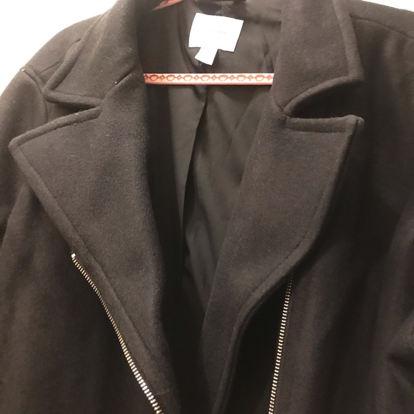 Black zippered twill coat - Picture 2 of 2